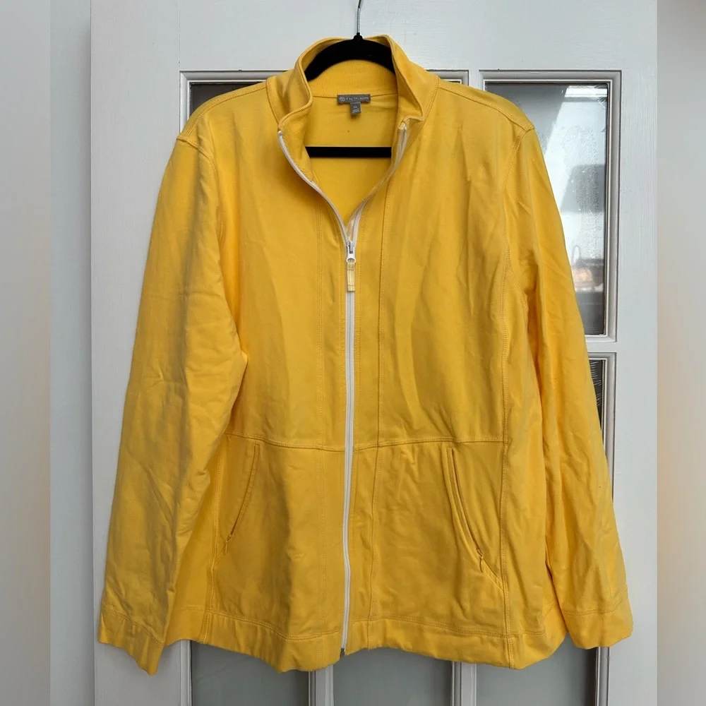 T by Talbots Canary Yellow Full Zip Front Medium Weight Jacket Size Large NWOT